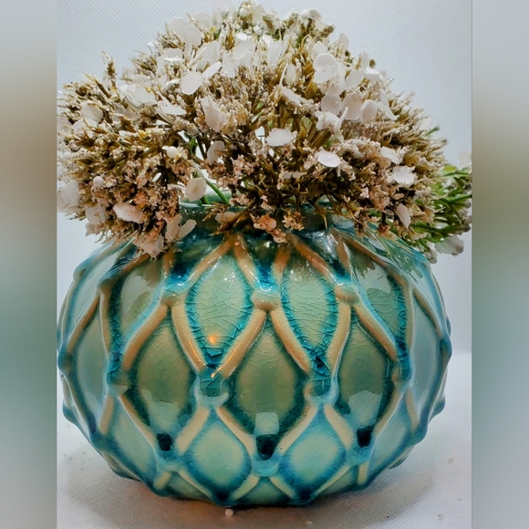 Blue Ceramic Round Vase from Grassland Roads - Picture 7 of 7